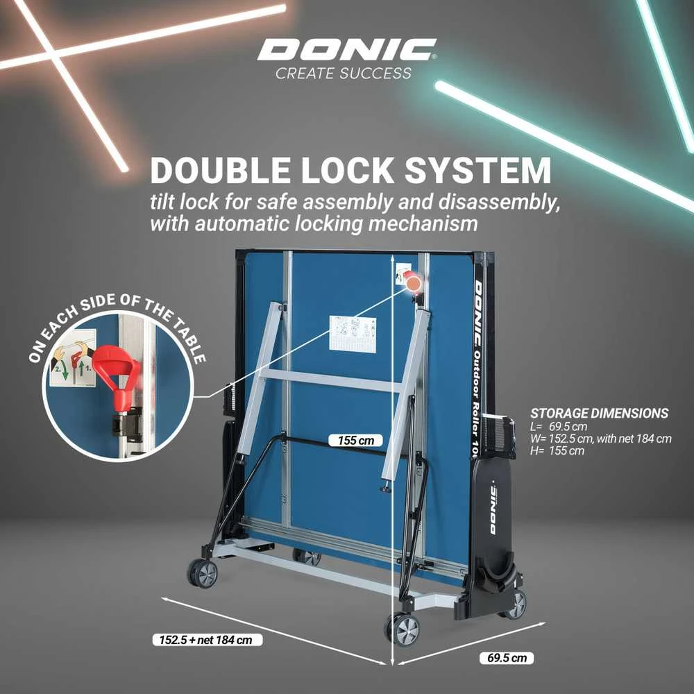 Teniso stalas outdoor 6mm DONIC Roller 1000 Mėlyna (Nemokamas pristatymas) (Nemokamas pristatymas)