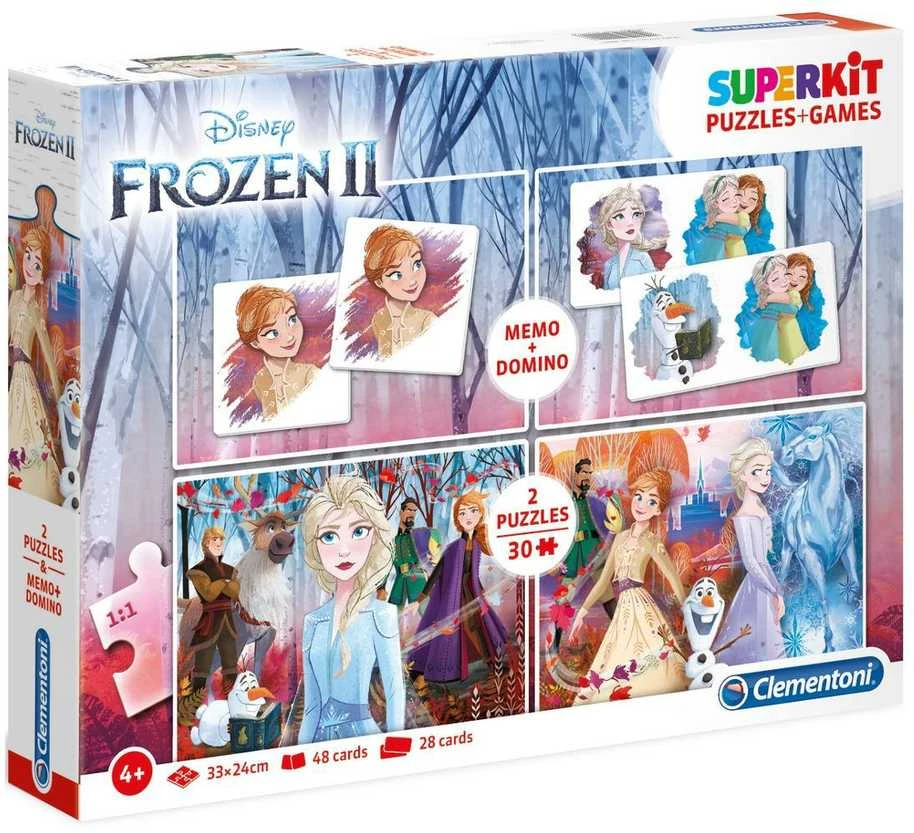 Clementoni supercolor dėlionė + domino "Frozen 2" 2x30 pcs