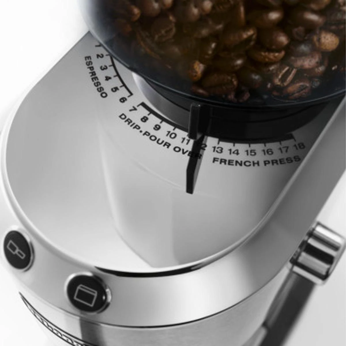 Kavamalė Delonghi kavos malūnėlis KG520M DEDICA Inox/ juodas, 150 W, 350 g, Puodelių skaičius 14 vnt.