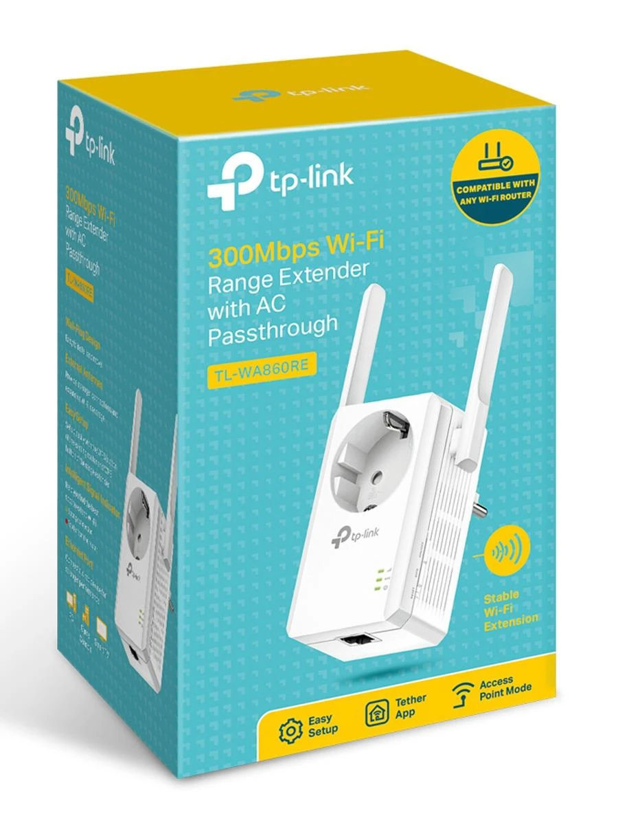 TP-LINK 300Mbps belaidis N sieninis diapazono ilgintuvas su pralaidumu „Atheros 2T2R 2.4GHz 802.11n/g/b“ įjungimu/išjungimu ir diapazono ilgintuvu