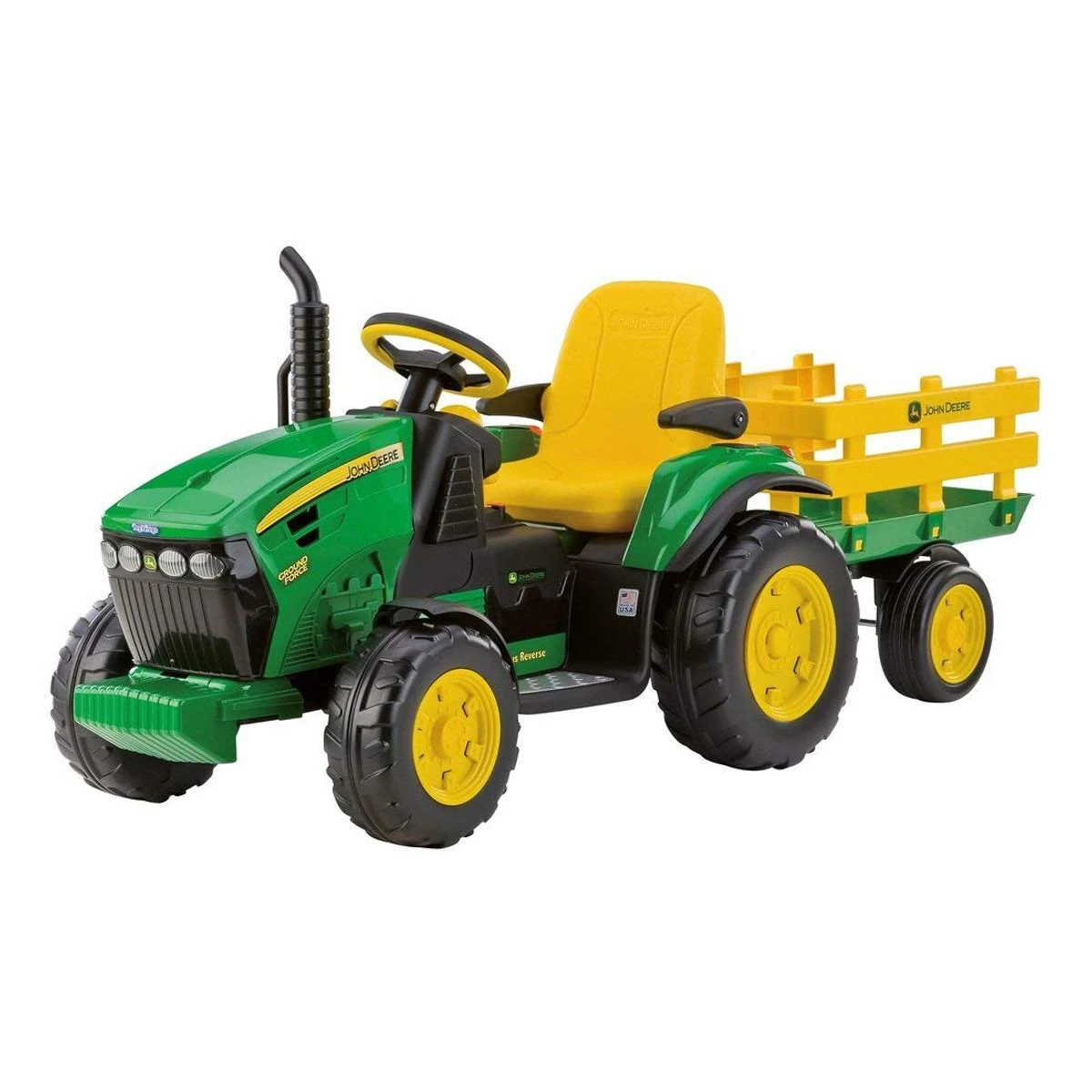 Traktorius Peg Perego John Deere Power Pull akumuliatorius su priekaba