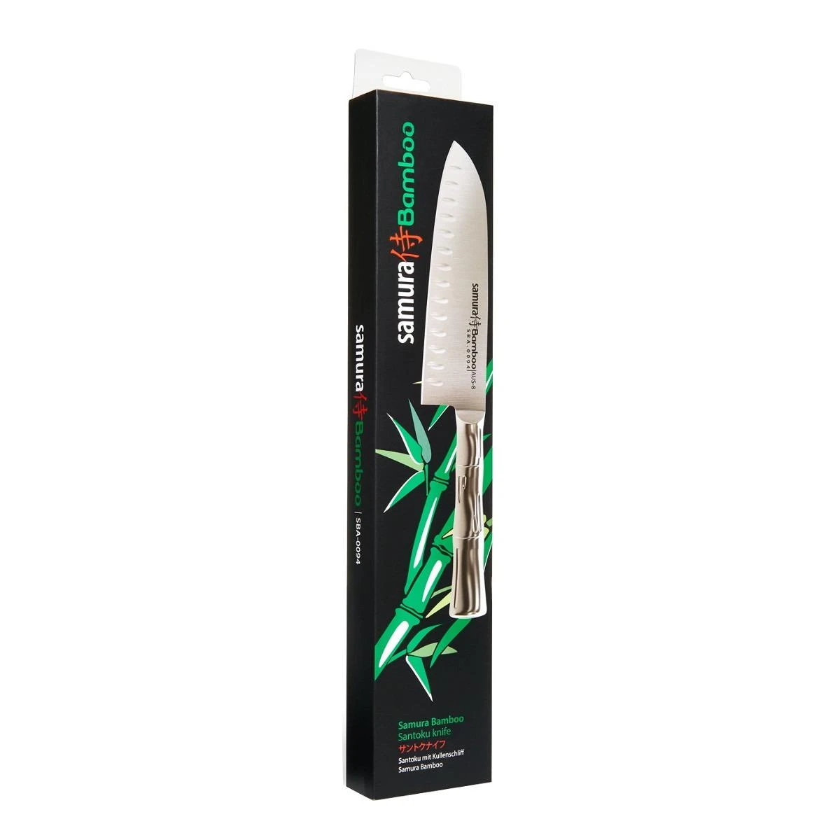 Samura BAMBOO Santoku tuščiaviduris šlifavimas 6,3"/160 mm iš AUS 8 japoniško plieno 59 HRC