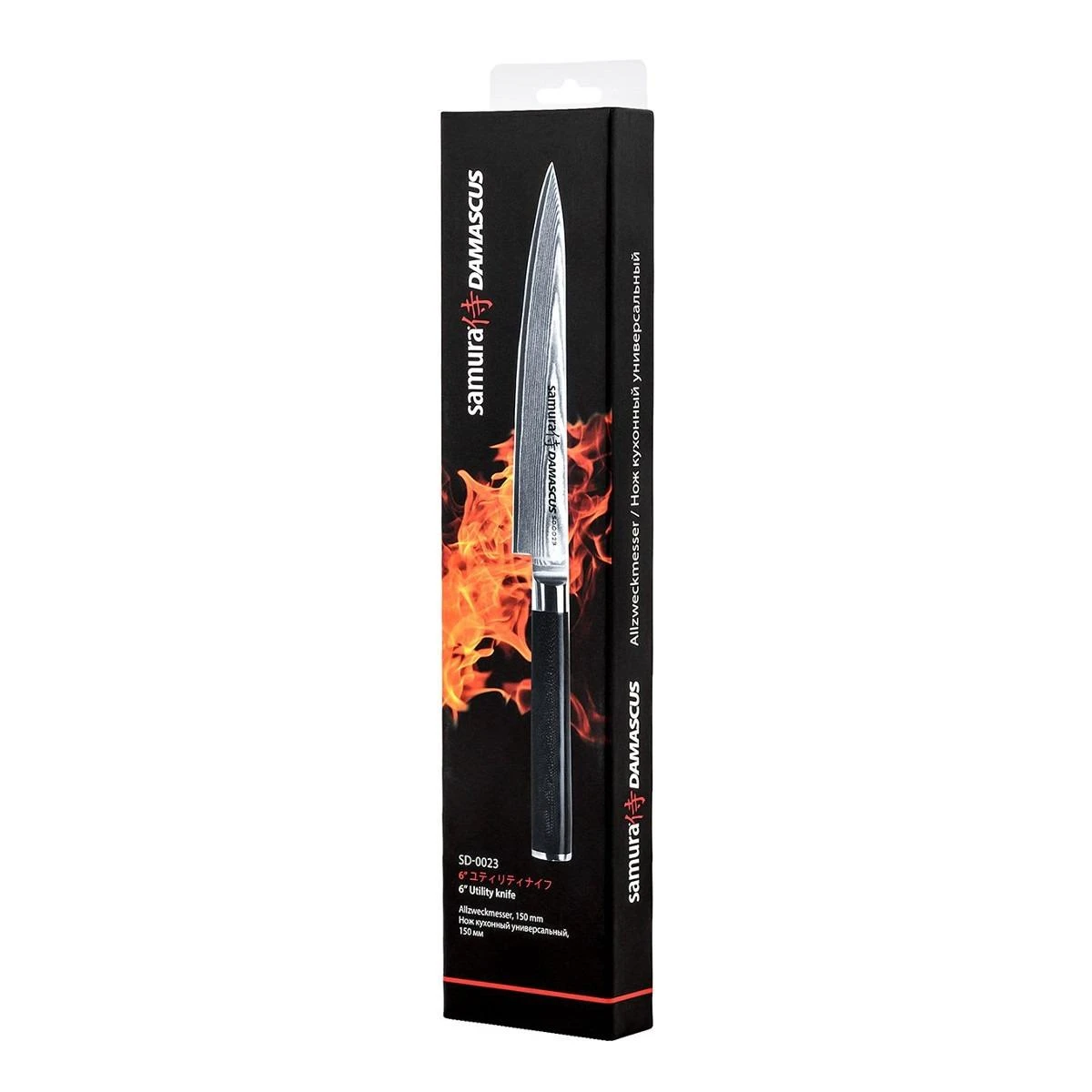 Samura DAMASCUS Universalus virtuvinis peilis 150 mm iš AUS 10 Damasko plieno 61 HRC (67 sluoksniai)
