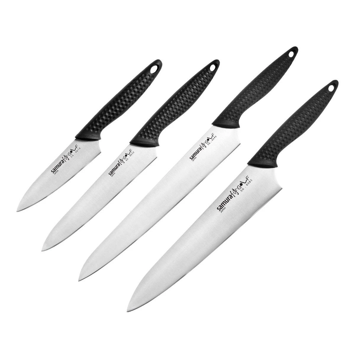 Samura golfo rinkinys 4vnt. virtuviniai peiliai Pjovimas 98mm / Naudingumas 158mm / Pjaustymas 251mm / Virėjos 221mm iš AUS 8 Japoniškas plienas 58 HRC
