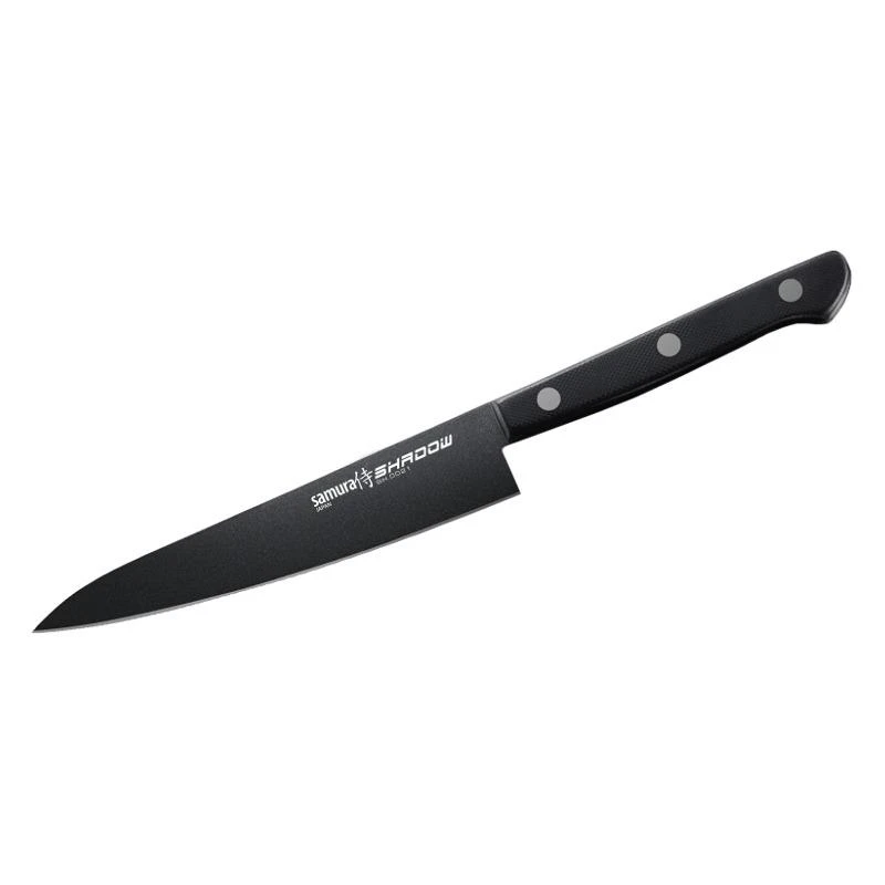 Samura SHADOW Universalus peilis su juoda nepridegančia danga 4,7"/120mm iš AUS 8 Japoniško plieno 59 HRC