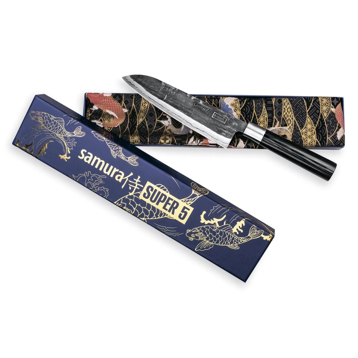 Samura SUPER 5 Universalus virtuvinis peilis Santoku 7,2"/182 mm iš AUS 10 Damasko plieno 60 HRC (5 sluoksniai)