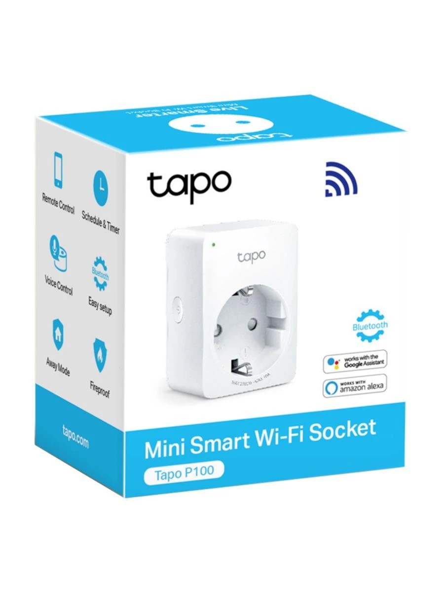 TP-LINK Tapo P100 (1 vnt. pakuotė) mini išmanusis „Wi-Fi“ lizdas, palaikomas „Alexa“ ir „Google Assistant“, 10A