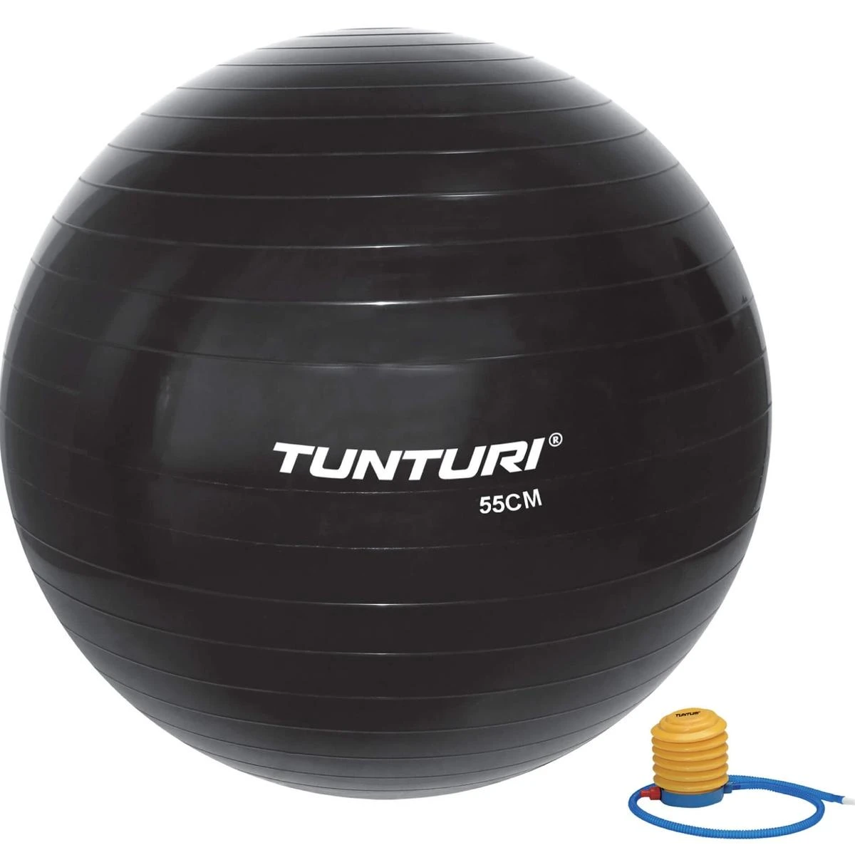 Tunturi Gymball Mankštos kamuolys su pompa 90cm, juodas