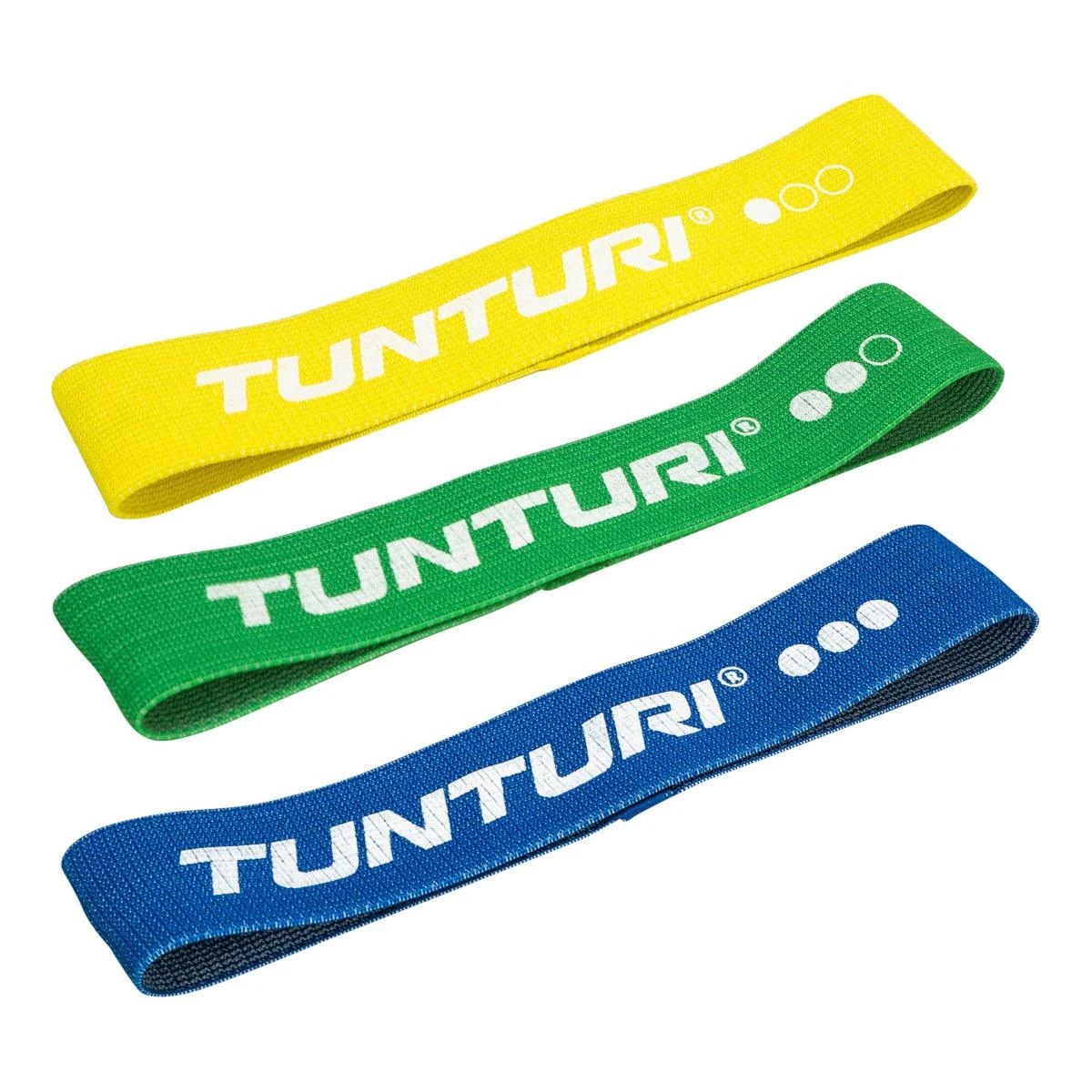 Mini treniruočių juostos TUNTURI CENTURI TEXTILE RESISTANCE BAND RINKINYS, 3 vnt.