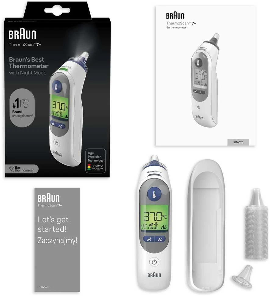 Braun IRT6525 Thermoscan 7+ ausų termometras su naktiniu režimu