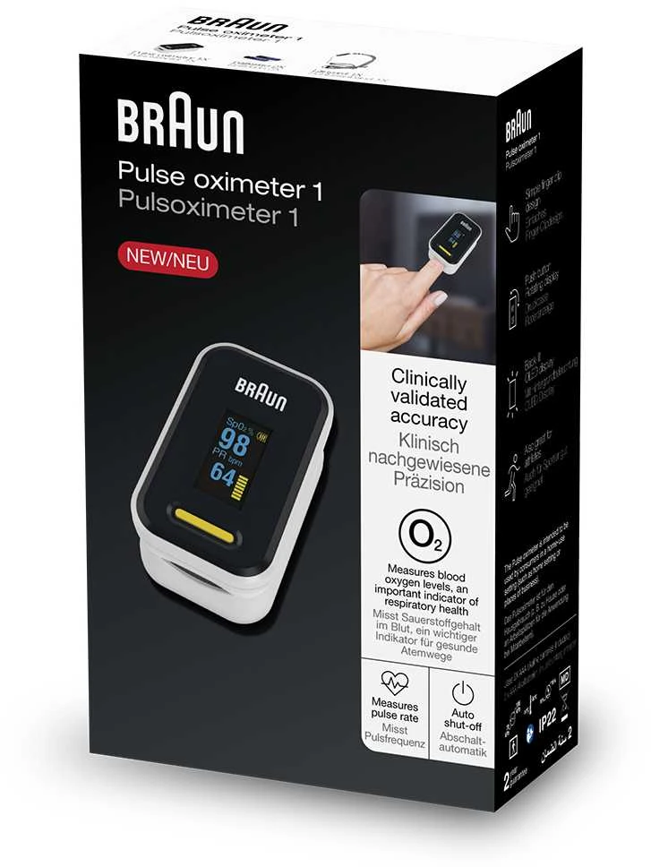 Braun YK-81CEU pulse oximeter Juodas, Nerūdijantis plienas
