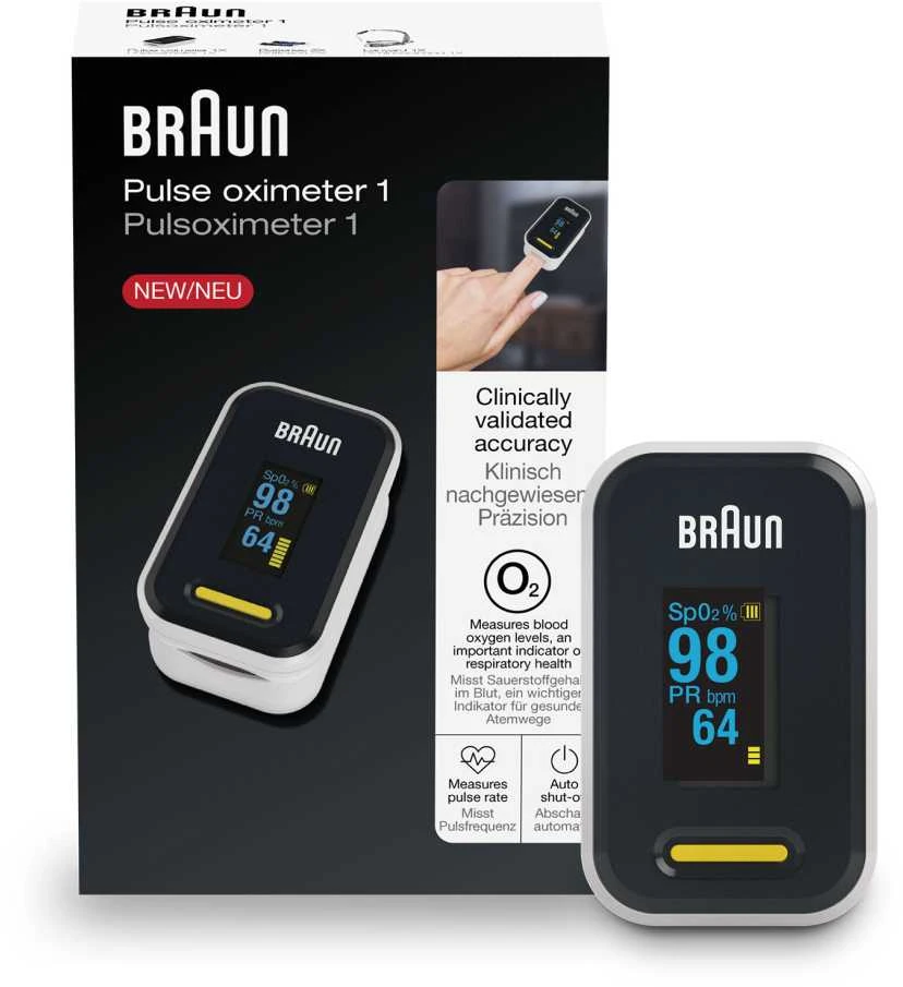 Braun YK-81CEU pulse oximeter Juodas, Nerūdijantis plienas