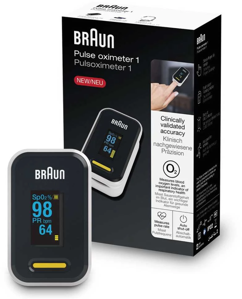 Braun YK-81CEU pulse oximeter Juodas, Nerūdijantis plienas