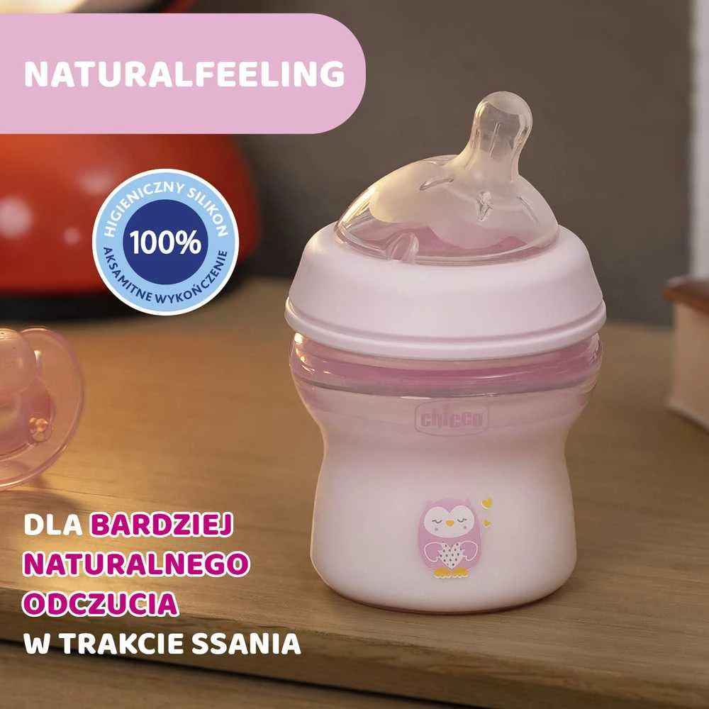 Chicco Buteliukas plastikowa NaturalFeeling rožinė 150ml 0m+