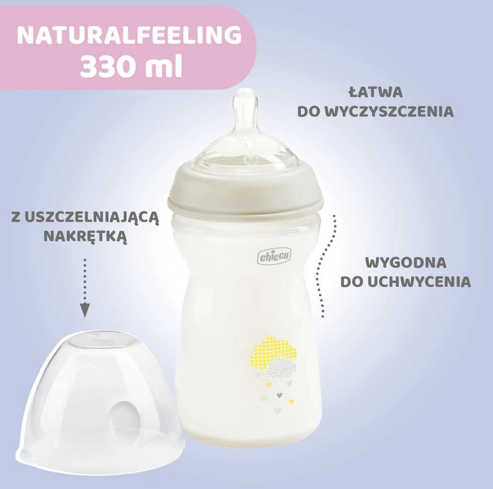 Chicco NaturalFeeling silikoninis buteliukas kūdikiui 330ml 6M+