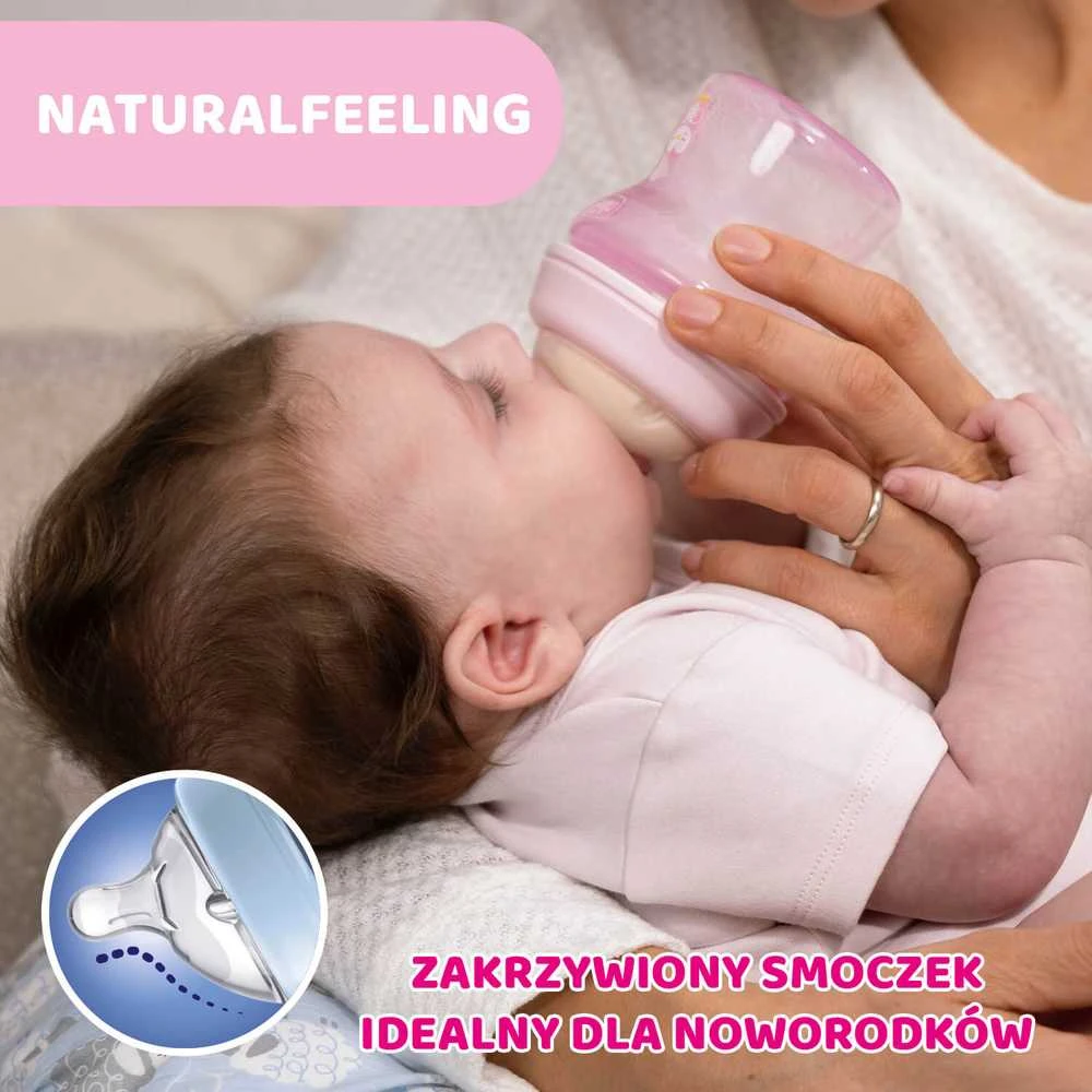Chicco NaturalFeeling plastikinis buteliukas mėlynas 150 ml 0m+