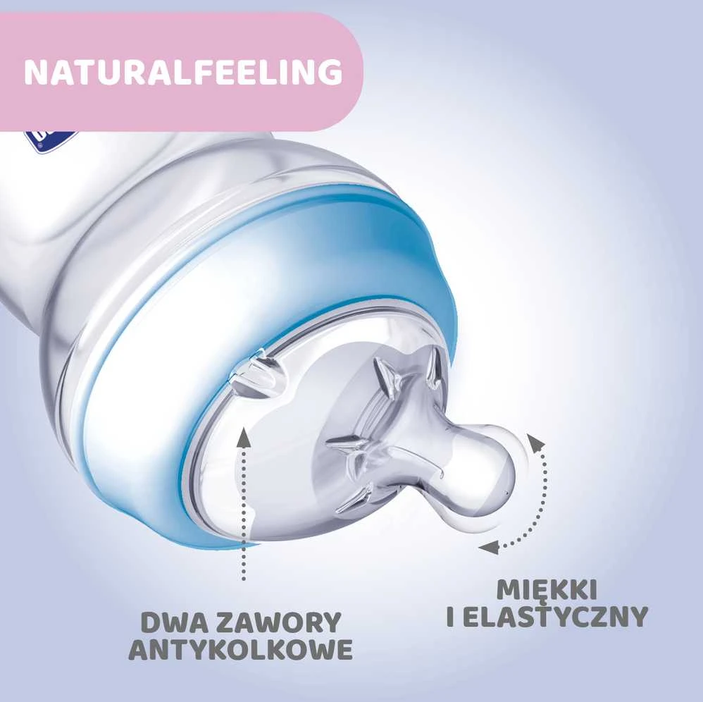 Chicco Bib Nat-Feel 2m Boy silikoninis maitinimo buteliukas vidutinio tėkmės 250ml