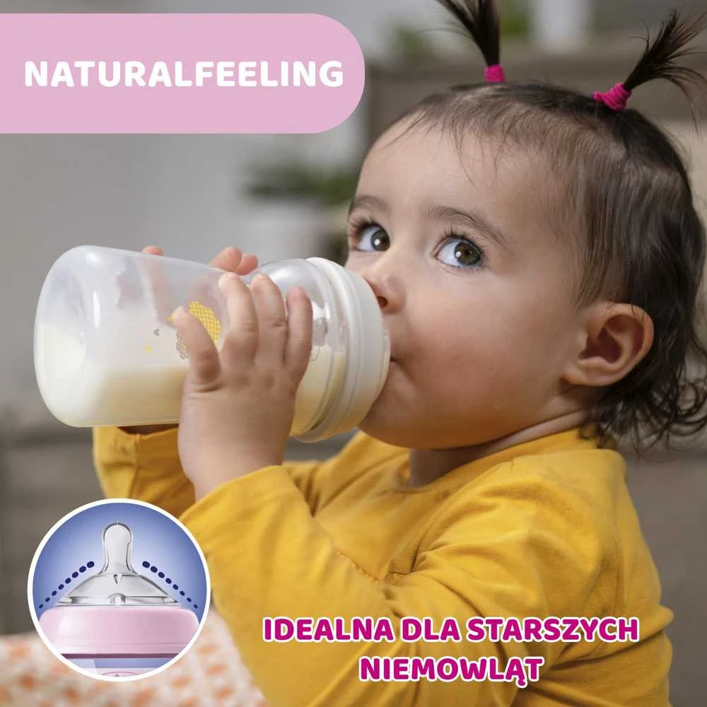 Chicco Buteliukas plastikowa NaturalFeeling rožinė 350ml 6m+