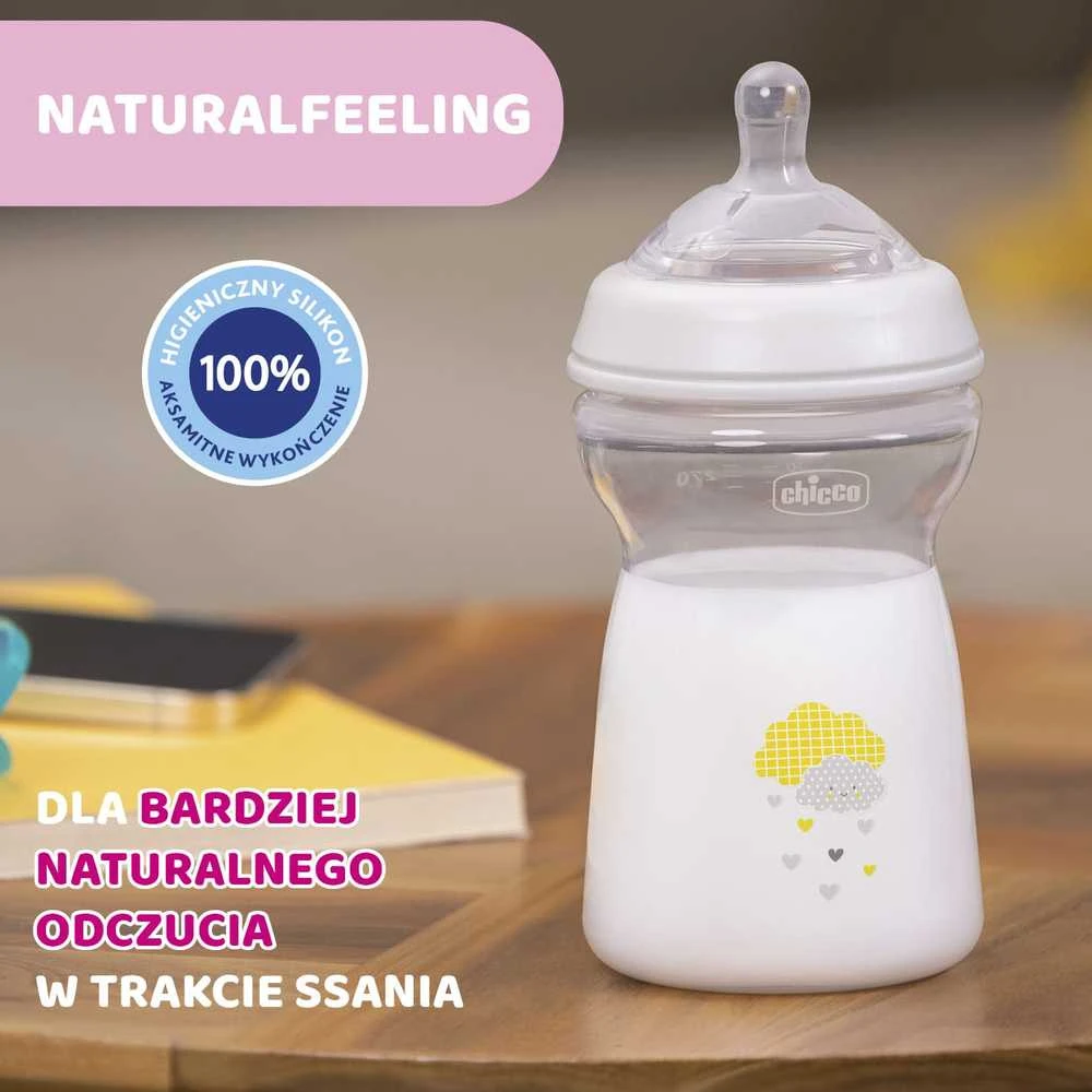Chicco NaturalFeeling silikoninis buteliukas kūdikiui 330ml 6M+