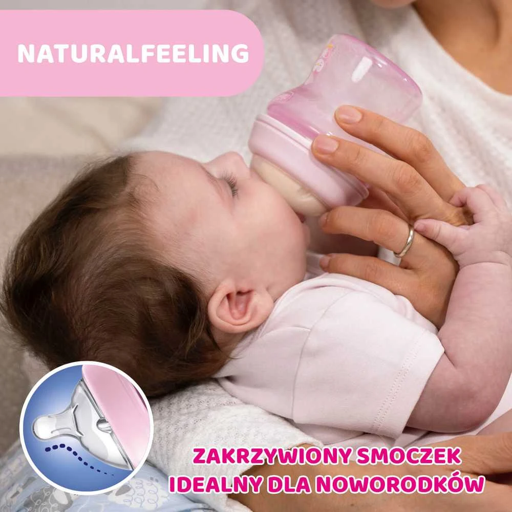 Chicco Buteliukas plastikowa NaturalFeeling rožinė 250ml 2m+