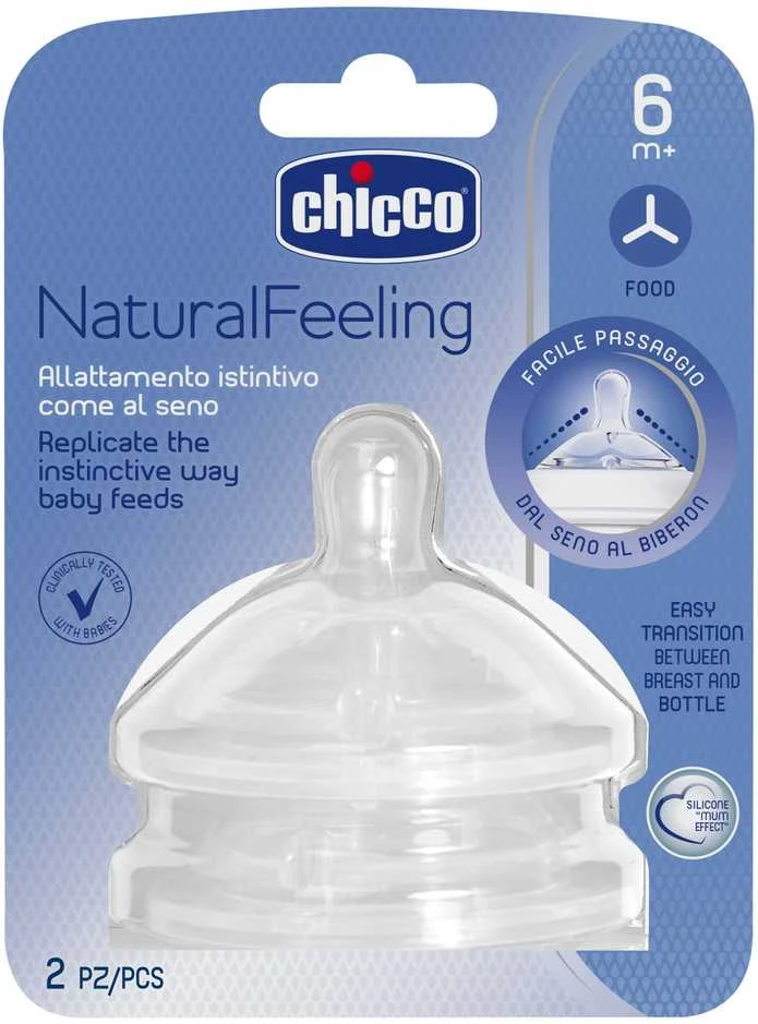 Chicco Natural Feeling Flow čiulptukas 6m Porridge 2 vnt