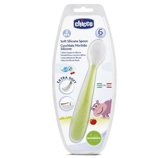 CHICCO silikoninis šaukštelis, žalias, 6 mėn+