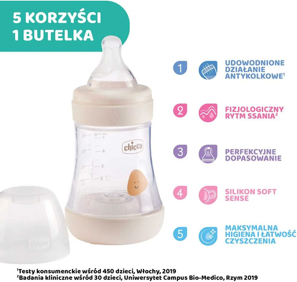 CHICCO Perfect 5 maitinimo buteliukas 150ml., neutralus