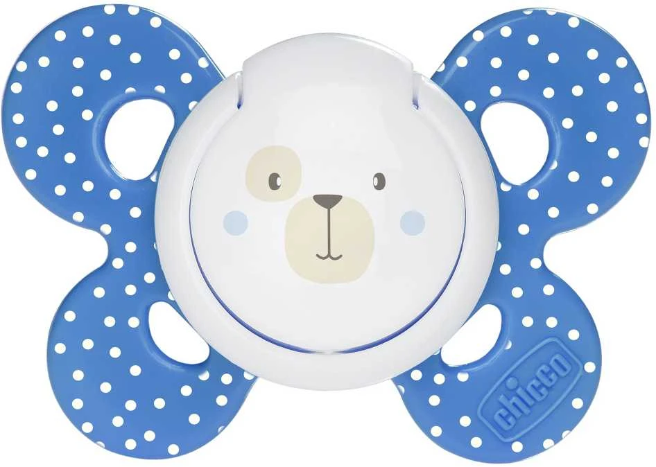 CHICCO Ortodontinis žindukas PHYSIO COMFORT su sterilizavimo dėklu, 6-12M, Iš "Mum effect" silikono