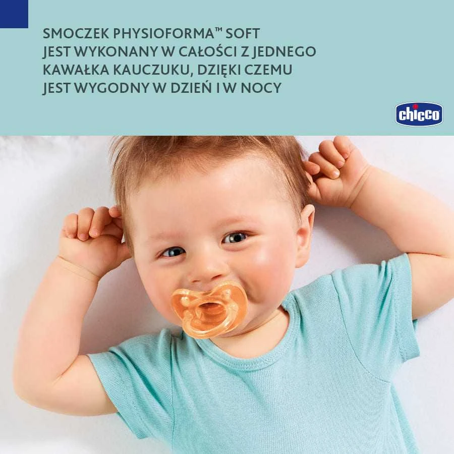 CHICCO žindukas ortodontinis PHYSIO SOFT, 6-12M+, Iš latekso