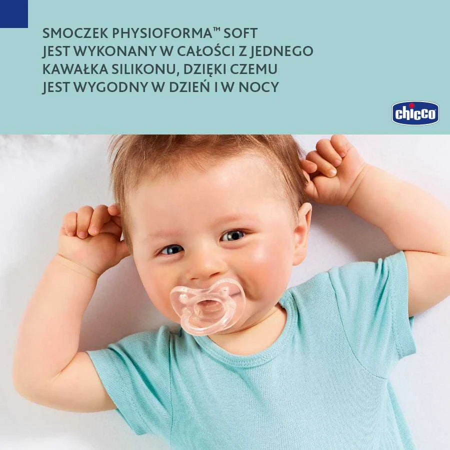 CHICCO Žindukas ortodontinis PHYSIO SOFT, 6-12M+, Iš silikono
