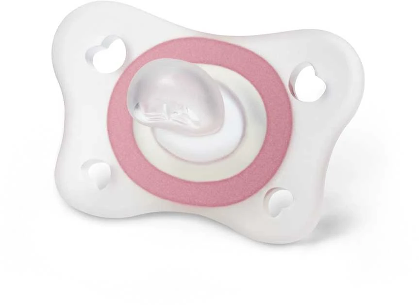 Chicco PhysioForma Mini minkštas silikoninis čiulptukas čiulptukas 2-6 mėnesių 2 vienetai baltos ir rožinės spalvos