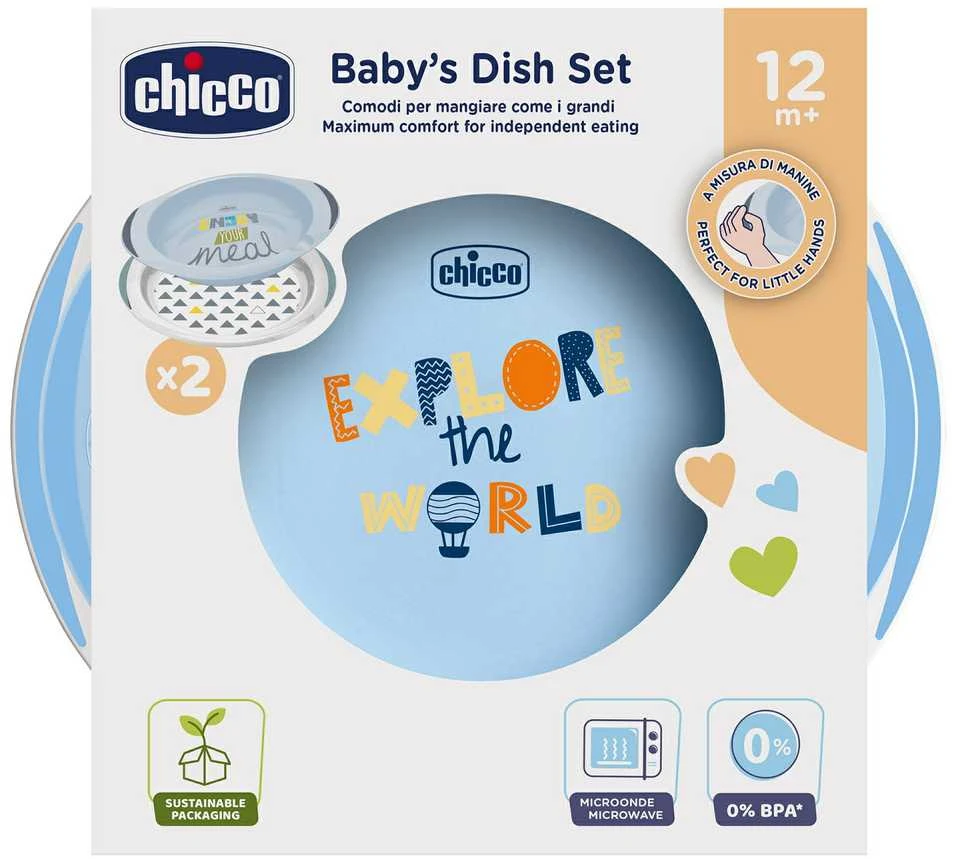 Chicco 2 mėlynų lėkščių rinkinys