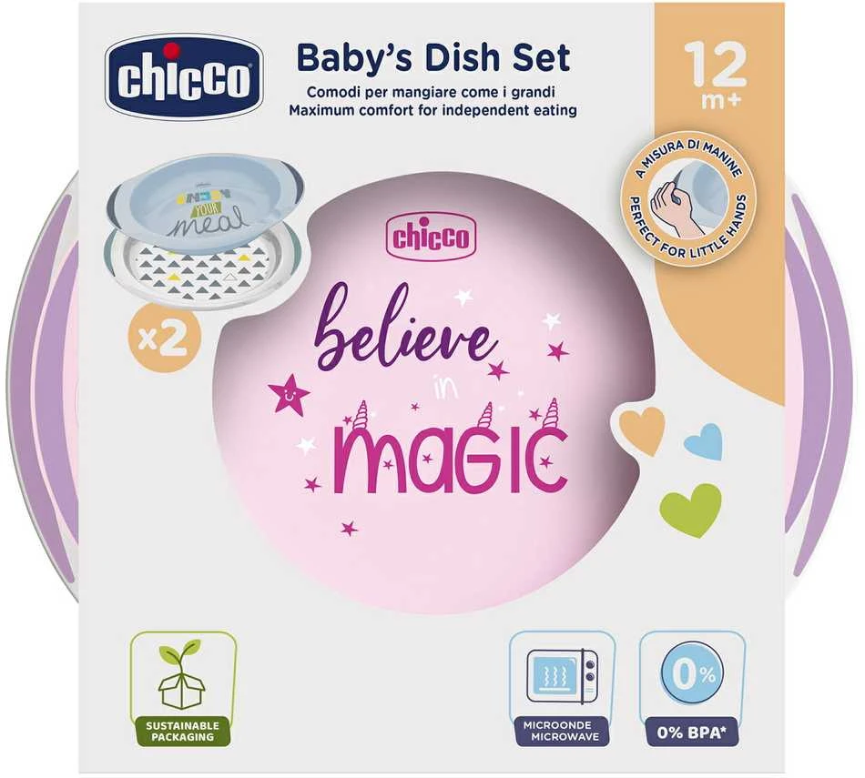 Chicco 2 rožinių lėkščių rinkinys