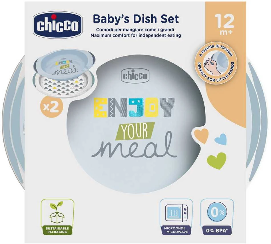 Chicco 2 žalių lėkščių rinkinys
