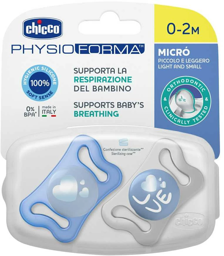 Chicco Čiulptukas nusiraminimui micro silikon nieb 2vnt. 0-2m