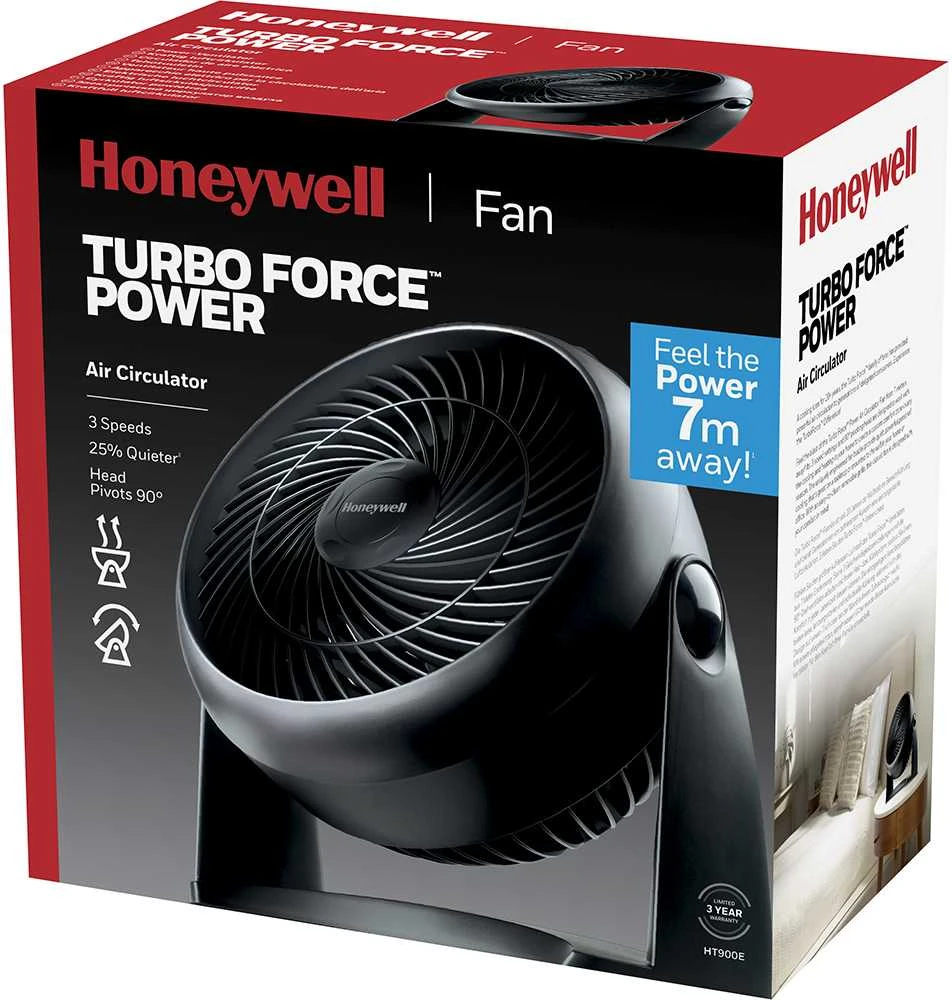 Honeywell HT900E4, Buitinis mentinis ventiliatorius, Juoda, Grindys, Sienas, 39 dB, 18 cm, 740 m³/h