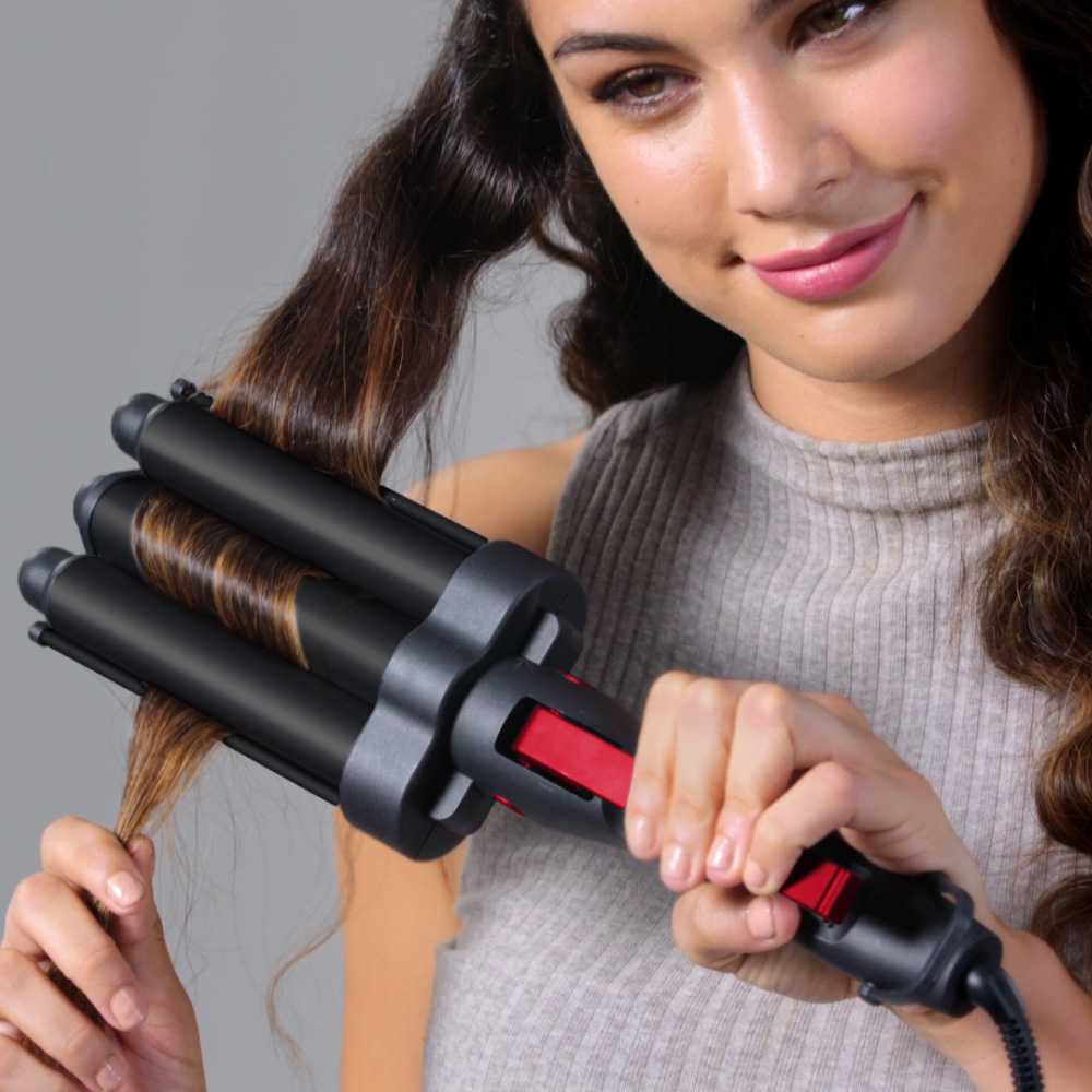 REVLON plaukų bangų formavimo žnyplės su 3 dideliais voleliais, iki 190 °C, RVIR3056UKE