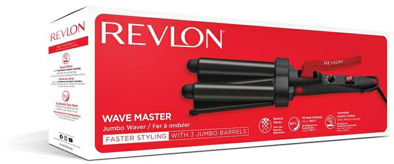 REVLON plaukų bangų formavimo žnyplės su 3 dideliais voleliais, iki 190 °C, RVIR3056UKE
