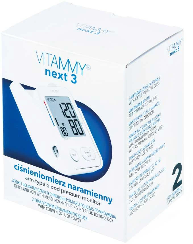 Kraujospūdžio matuoklis Vitammy VITAMMY NEXT 3 Žastinis kraujospūdžio matuoklis su manžete 22-40cm su naujovišku stovu, balso funkcija ir praktišku USB maitinimo šaltiniu