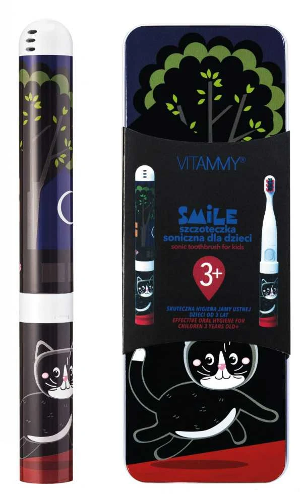 Elektrinis dantų šepetėlis VITAMMY SMILE Juodas CAT ( 3+)