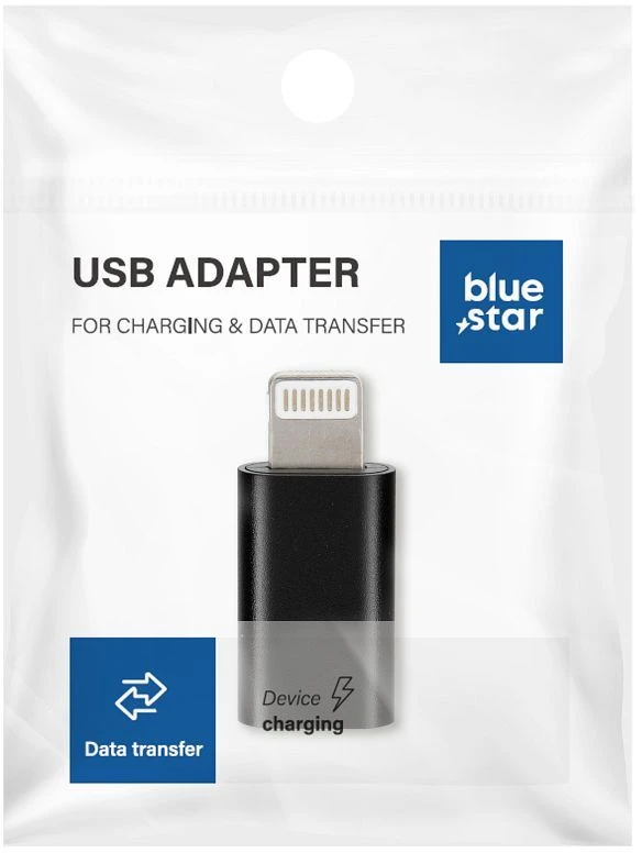 BlueStar Adapteris Type C to Lightning Blue Star - juodas