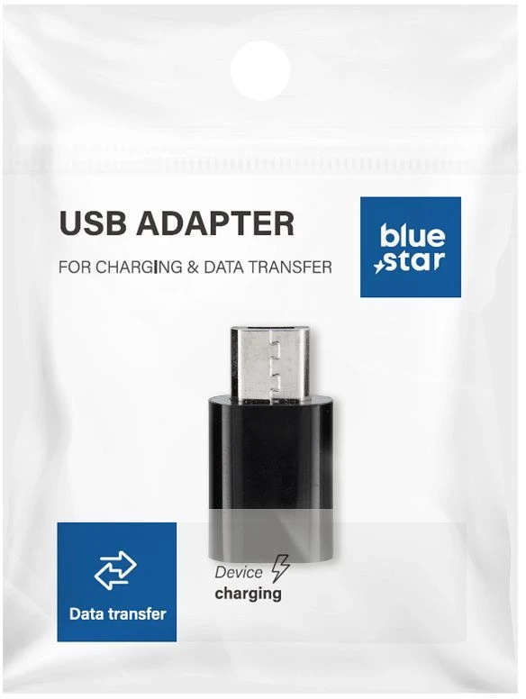 BlueStar Adapteris Type C to Micro USB Blue Star - juodas