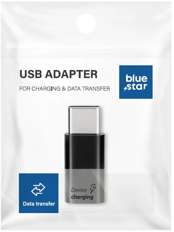BlueStar Adapteris Micro USB to Type C Blue Star - juodas