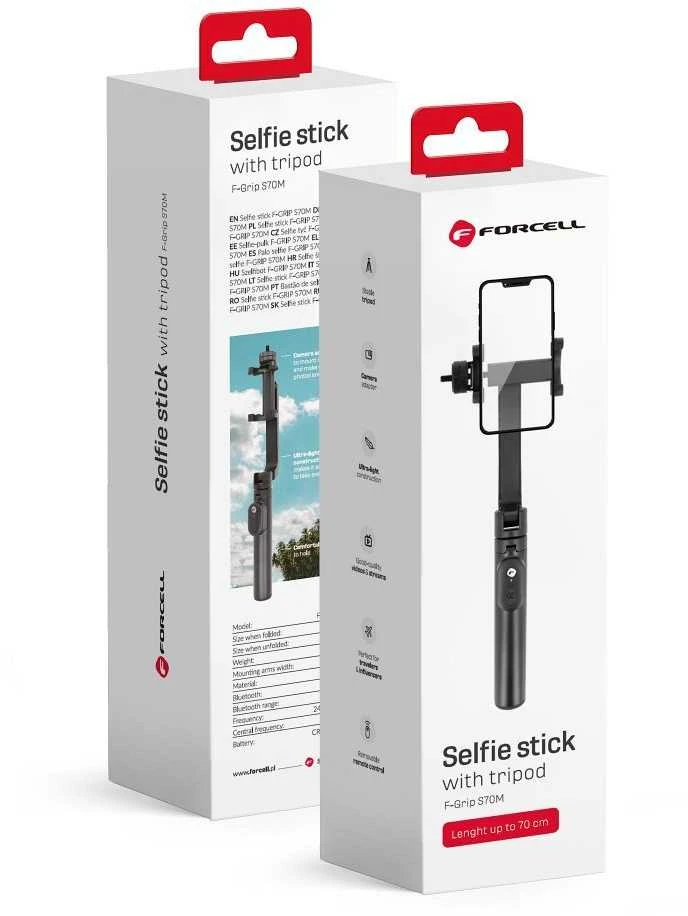 Asmenukių lazda + trikojis Forcell F-GRIP (S70M) (Bluetooth) juoda