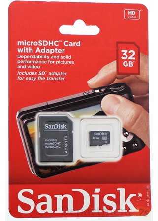Atminties kortelė SanDisk Micro SDHC 32GB + SD adapteriai; EAN: 619659066918