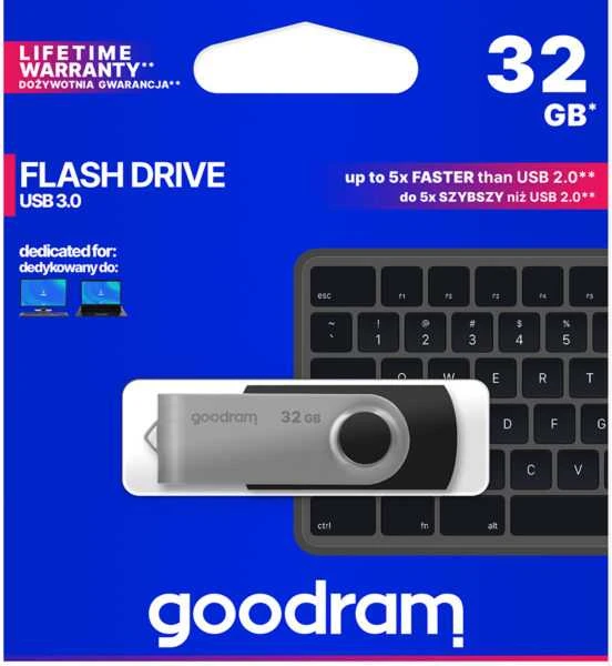 Atmintinė USB 3.0 GOODRAM UTS3 32GB, juoda sp.