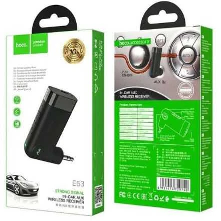Laisvų Rankų Imtuvas Adapteris Automobiliui belaidis Hoco E53 AUX juodas