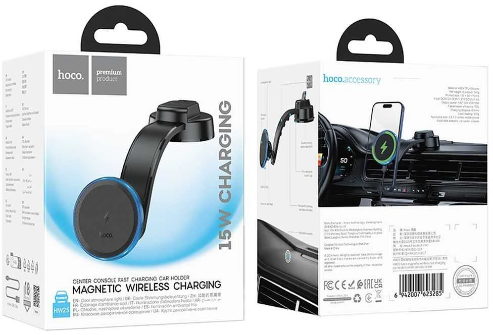 Automobilinis universalus telefono laikiklis Hoco (HW25) Magnetic (MagSafe) tvirtinamas ant prietaisų skydelio, magnetinis juodas