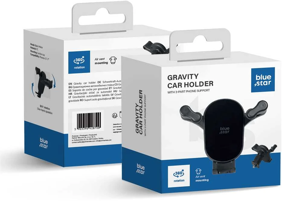BlueStar Blue Star Gravity car holder Mėlynas STAR Juodas Mirror windshield mount juodas