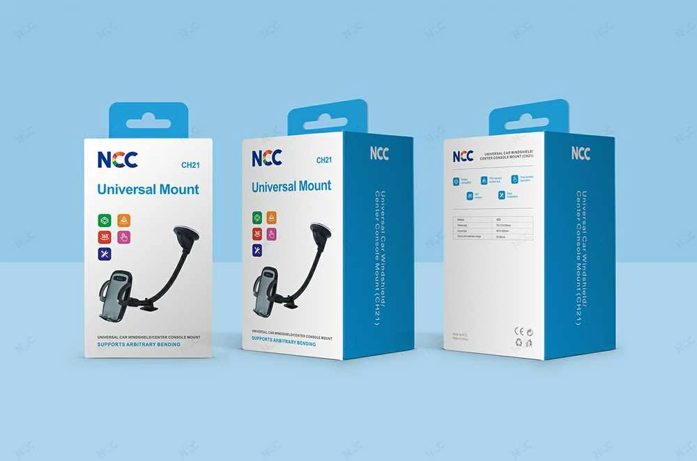 Automobilinis universalus telefono laikiklis NCC (CH21) tvirtinamas ant stiklo juodas